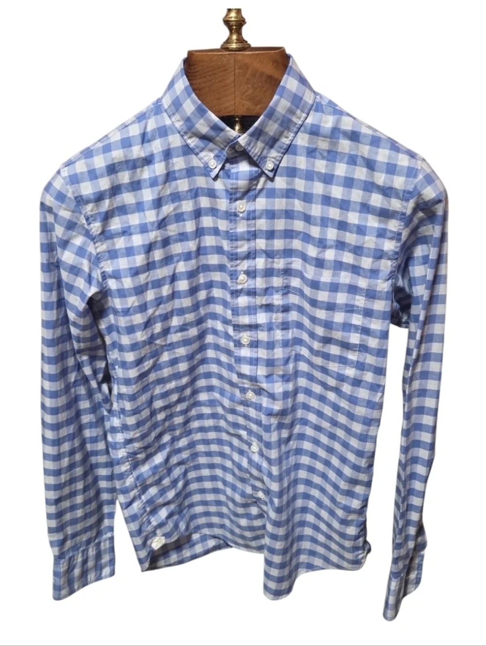 Two J Crew Thomas Mason Mens Blue Plaid Button Slim Fit Cotton Shirts Size Small